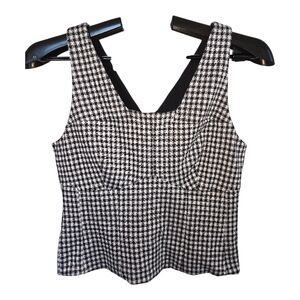 CAbi #6142 Black and White Gingham Bombshell Crop Top